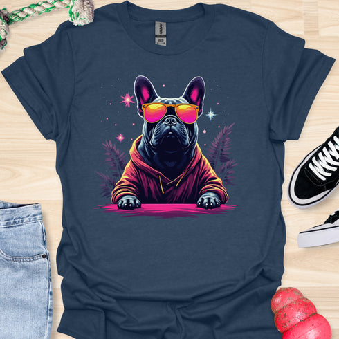 Retro Frenchie with Sunglasses - V3 - Retro Three T-Shirt